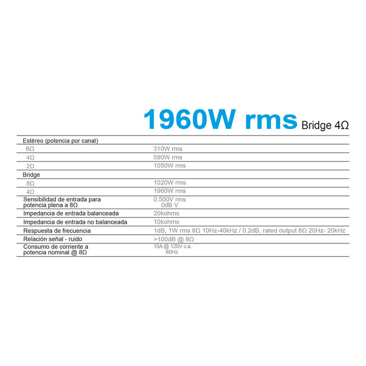 Amplificador Backstage Cs 20000 Negro 1.96 Kw