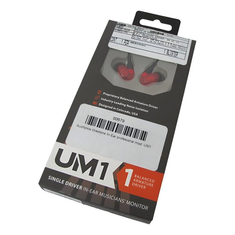 Audifonos Westone In-ear Profesional Mod. Um1 Rojo