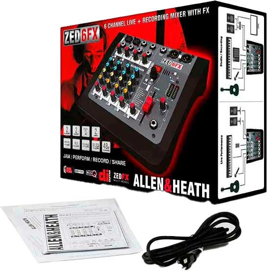 Mezcladora Allen&Heath 6 canales con efectos ZED-6FX