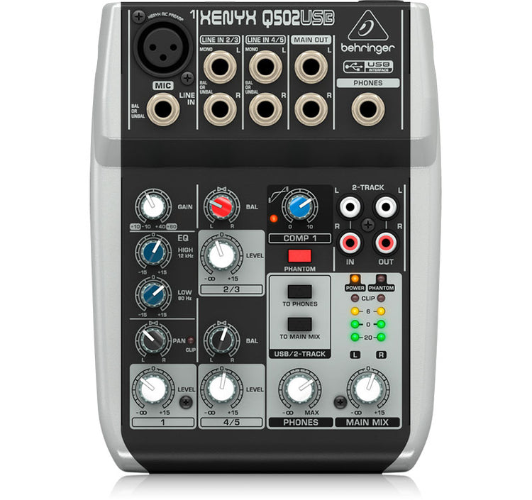 Mezcladora Behringer Xenix 5 ch. USB con compresor Q502-USB