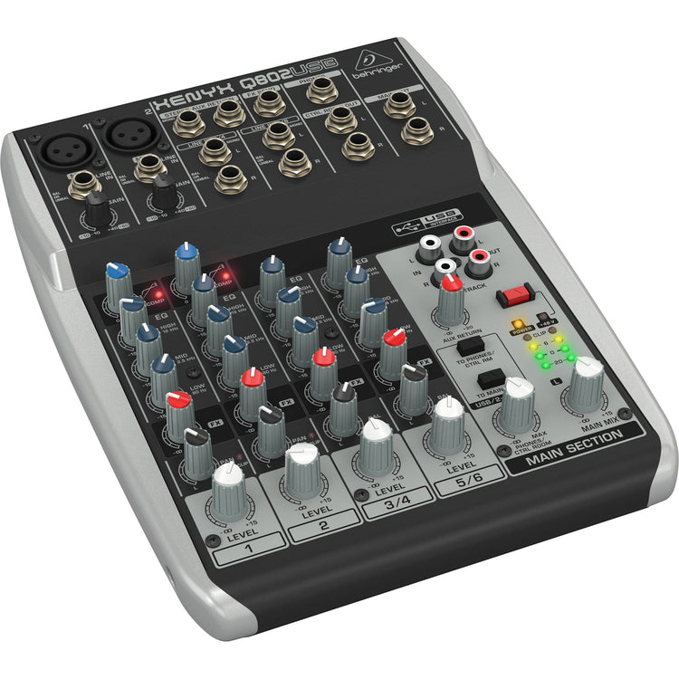 Mezcladora Behringer Xenix 8 ch. USB con compresor Q802-USB