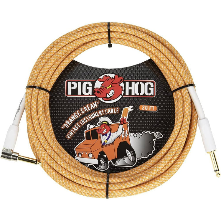 Cable Pig Hog De Instrumento 6mt Angulado Color Orange Cream