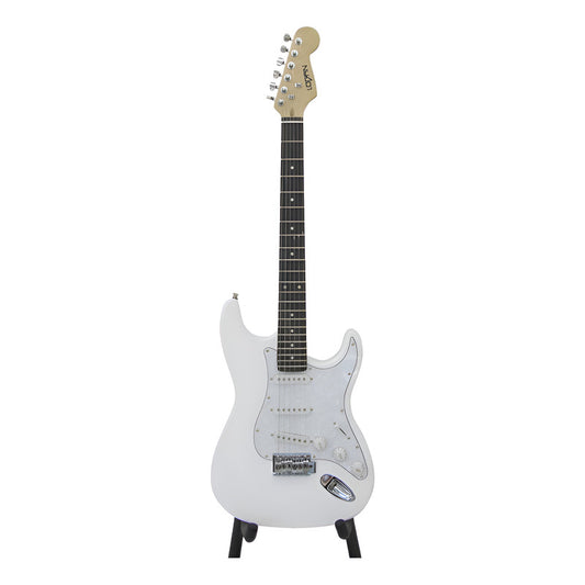 Guitarra Logan Electrica Tipo Stratocaster Blanca Diestro Palisandro