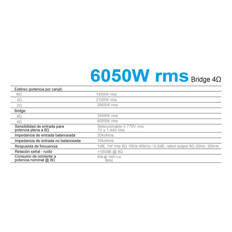 Amplificador Backstage Hcfpro 60 Plateado 6050 W