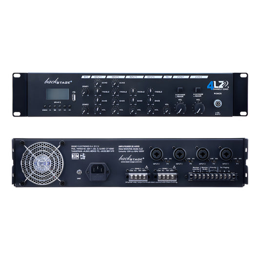 Amplificador Backstage 4lz2 Linea De Voltaje 70v/100v 1000w Negro