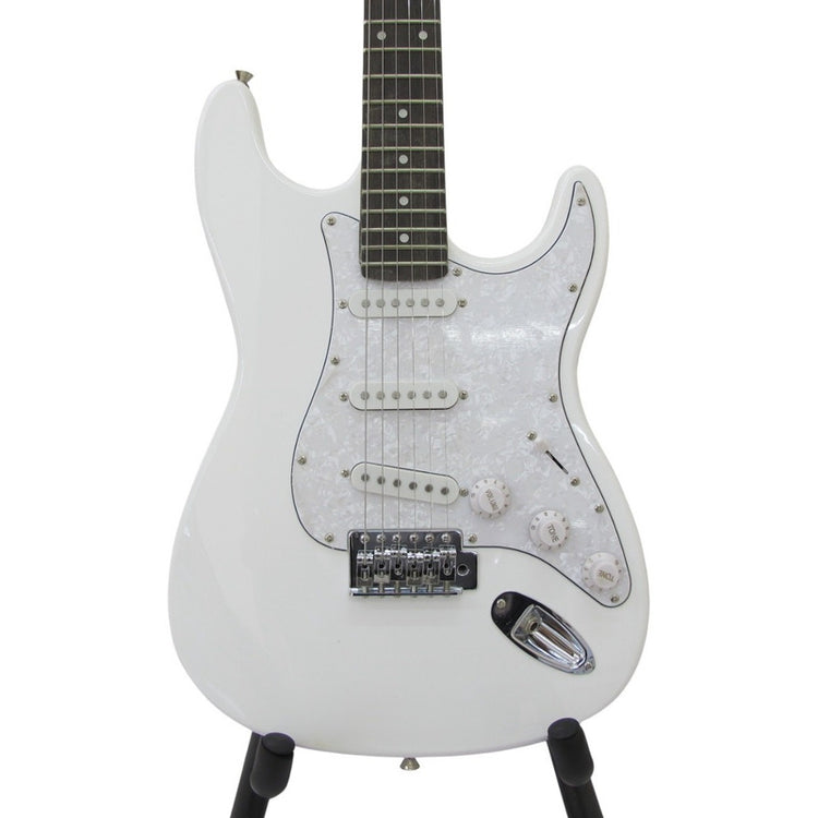 Guitarra Logan Electrica Tipo Stratocaster Blanca Diestro Palisandro