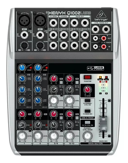 Mezcladora Behringer Xenix 10 ch. USB con compresor Q1002-USB