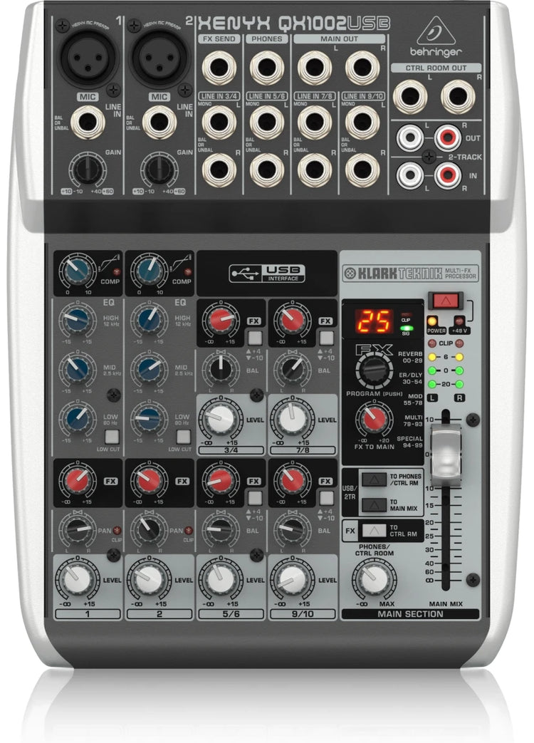 Mezcladora Behringer Xenix 10 ch. USB-FX con compresor QX1002-USB