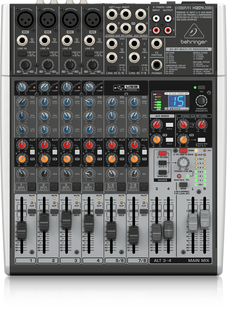 Mezcladora Behringer Xenix 8 ch. USB-FX con compresor X1204-USB