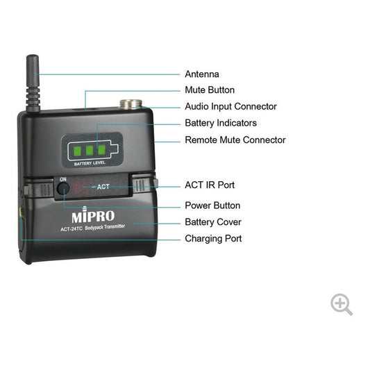 Mipro, Act-24tc, Bodypack Recargable 2.4 Ghz