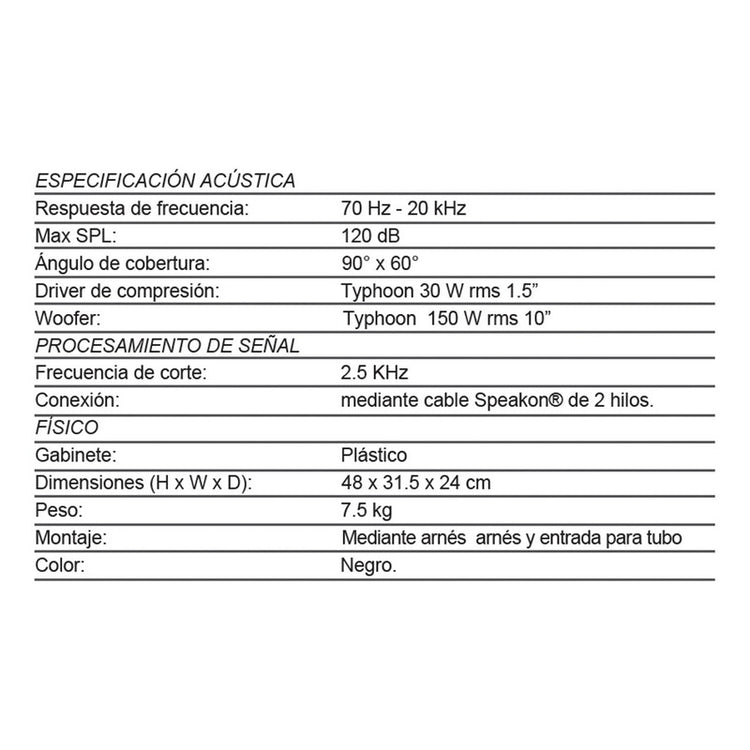 Bafle pasivo plastificado QMC-10P