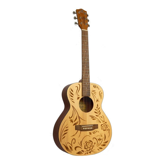 Guitarra acústica Bamboo con diseño DAddario GA-38-ROCK&ROSES