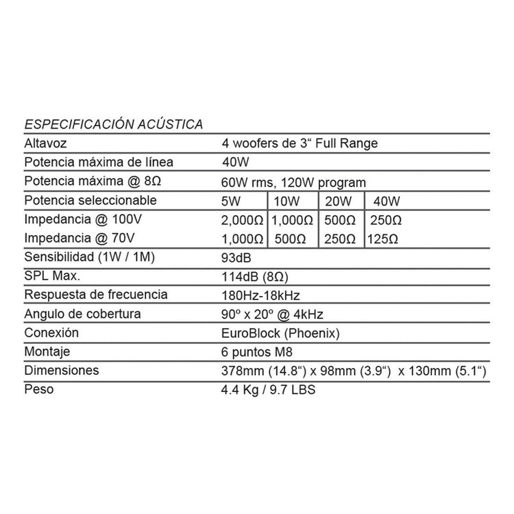 Bocina columna de montaje QMC-L3X4