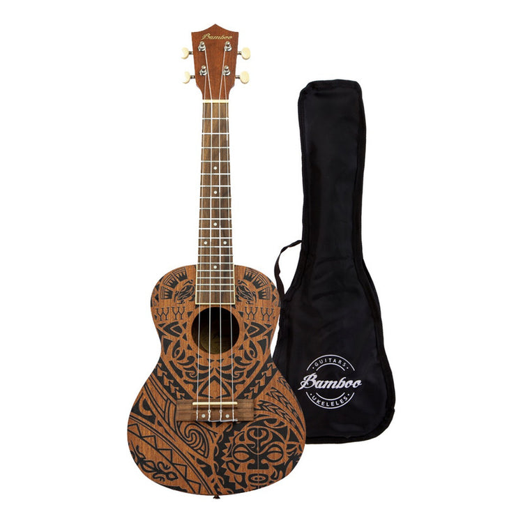 Ukelele concierto Bamboo U-23-TRIBAL con diseño