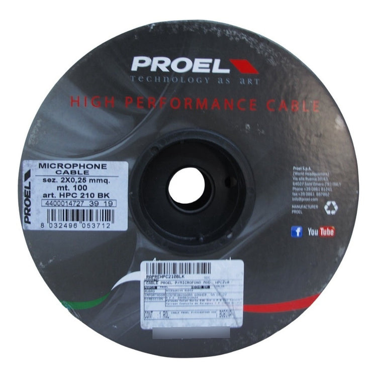 Cable micrófono Proel 2x24 blind espiral HPC210